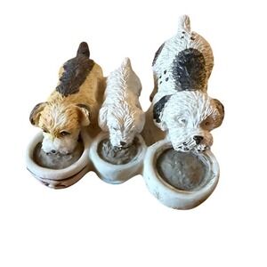 Vintage Hand-Painted Puppy Dog lover Trio Figurine Christmas Tabletop Decor 1996